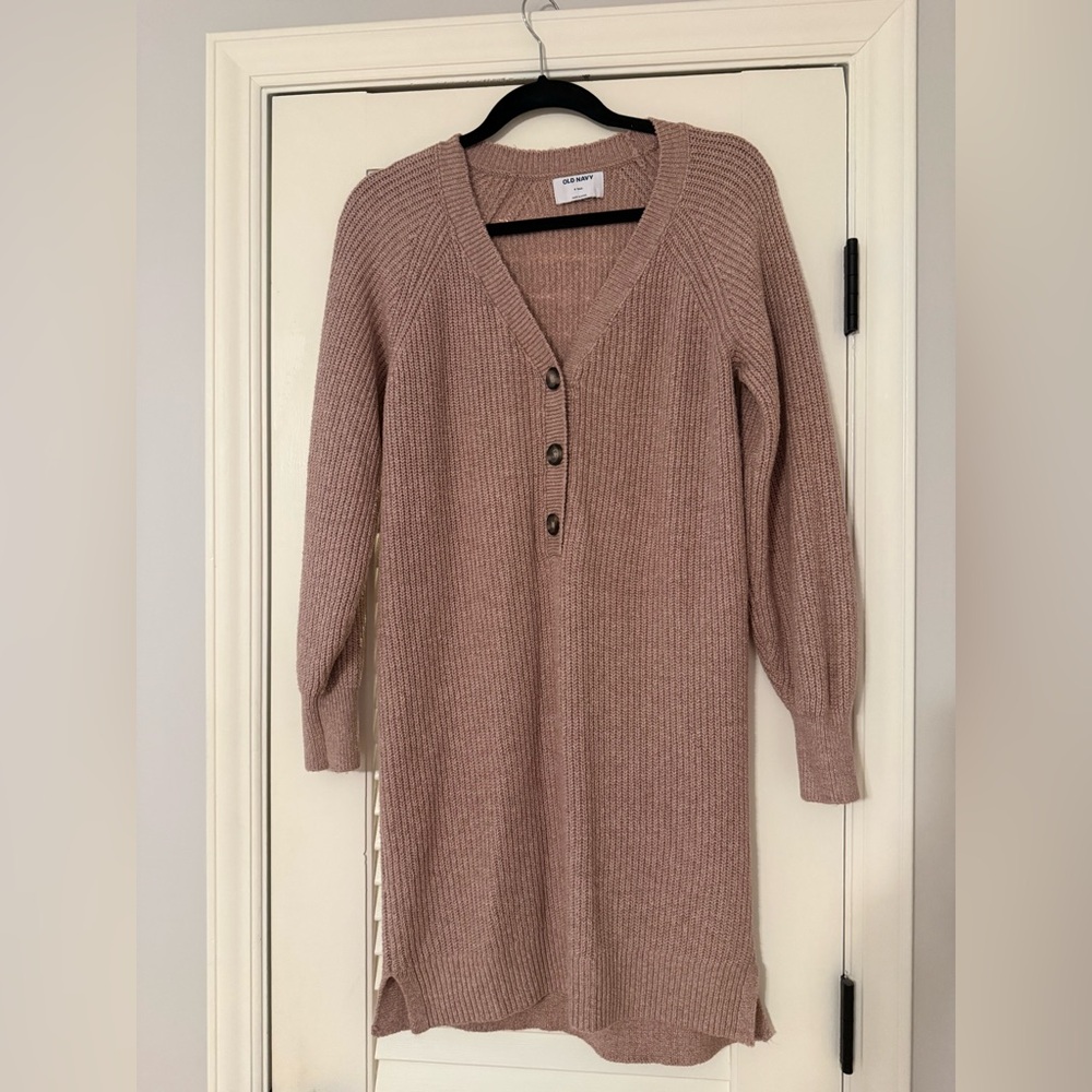Old Navy Taupe Ribbed Knit Dress